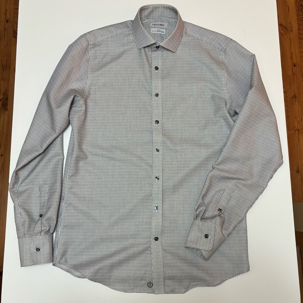 Men's Classic Black/White Twillory No Iron Safe Cotton Dress Shirt